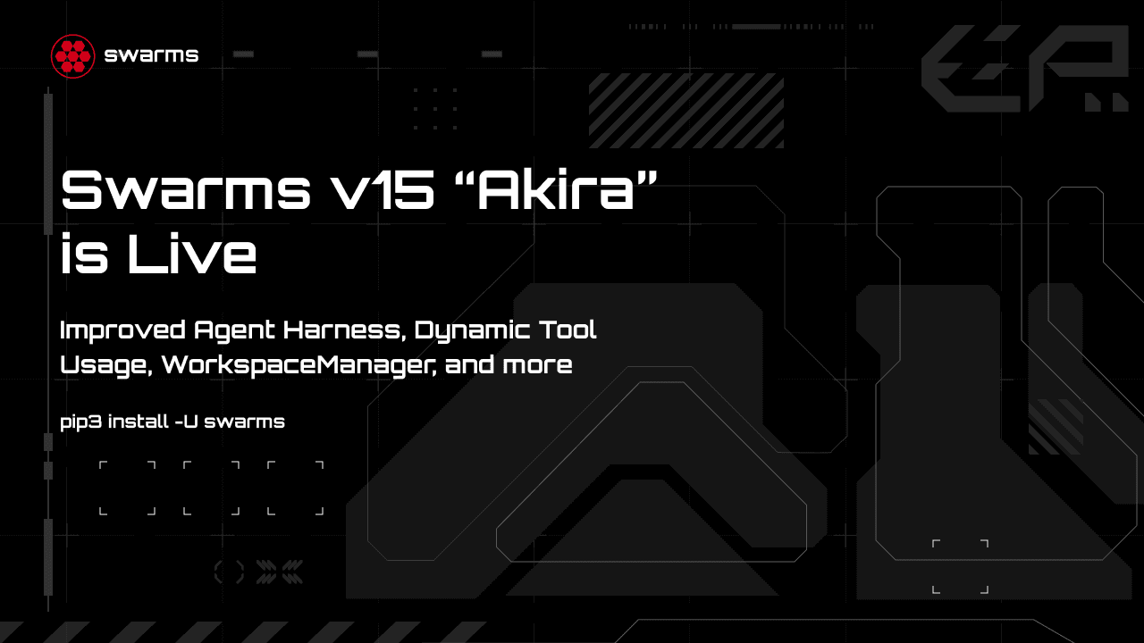 Swarms v15 'Akira': Dynamic Tool Loading, a Real Agent Harness, and Typed Chat Turns