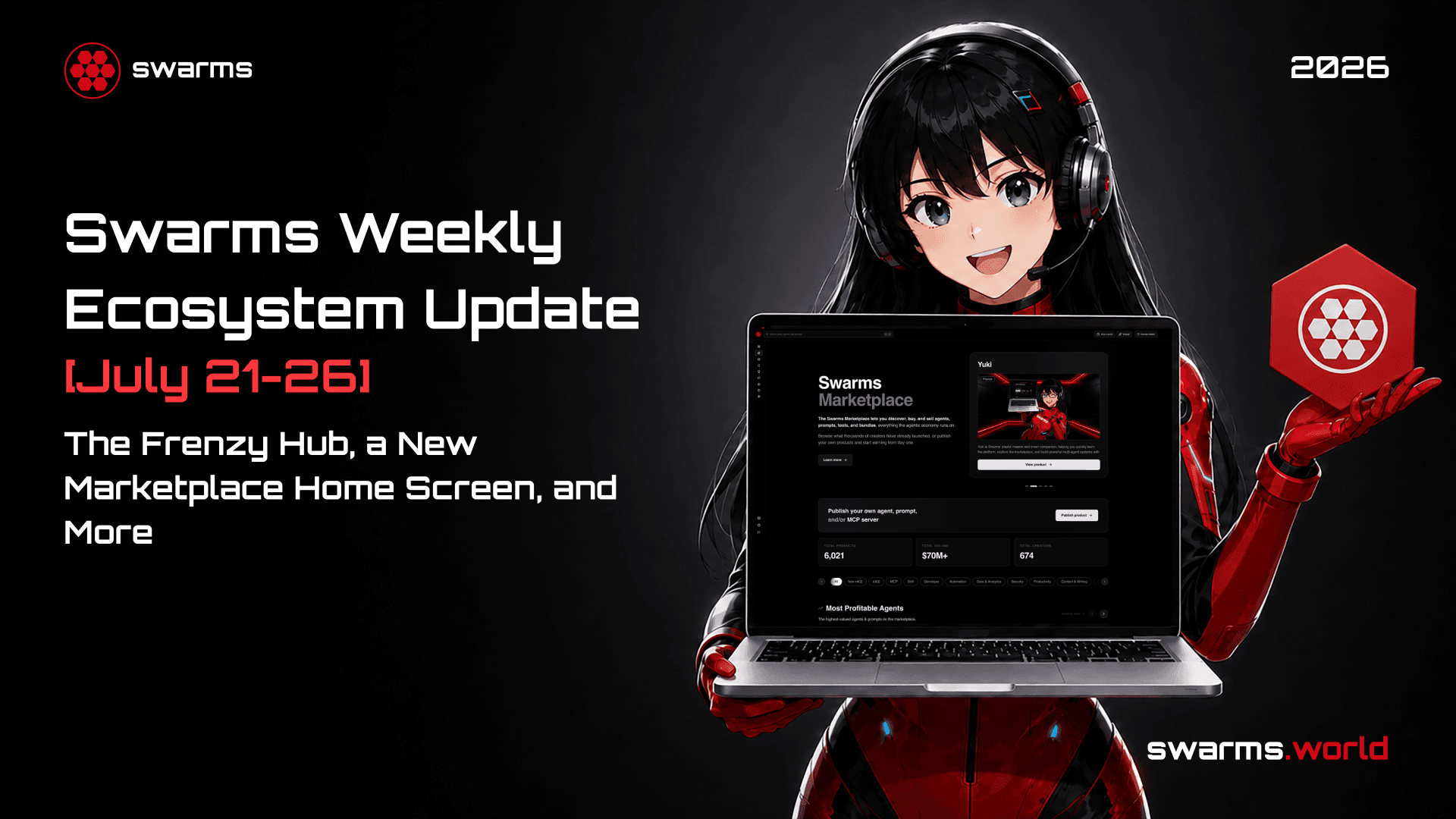 Swarms Weekly Ecosystem Update [July 21-26]: The Frenzy Hub, a New Marketplace Home Screen, and Gemini 3.6 Flash on Swarms Cloud